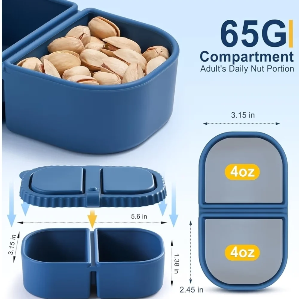 3 Pack Silicone Snack Containers w Lids 8oz Double Compartment BPA Free